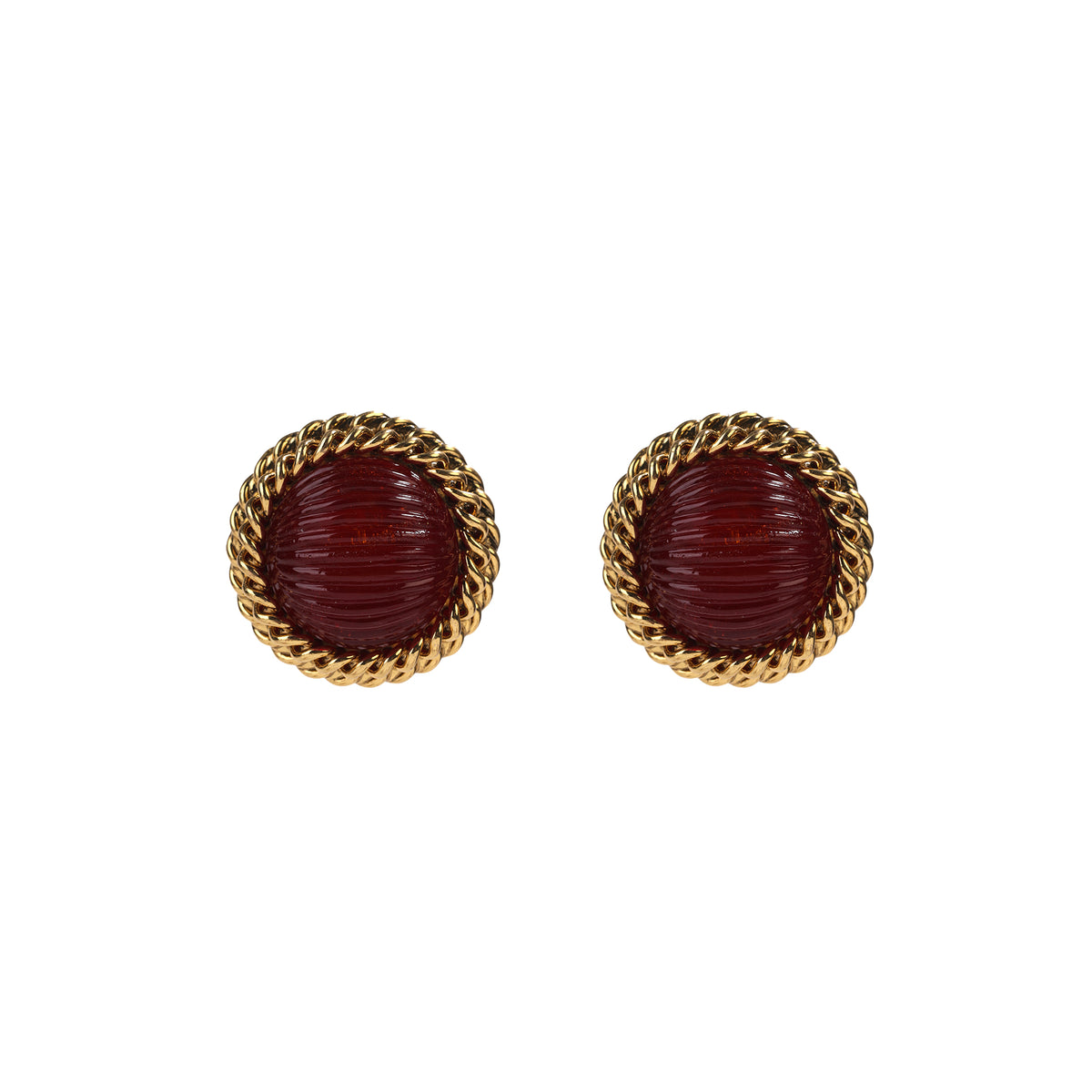 Siete Wonder - Red Glass Round Stud Earrings