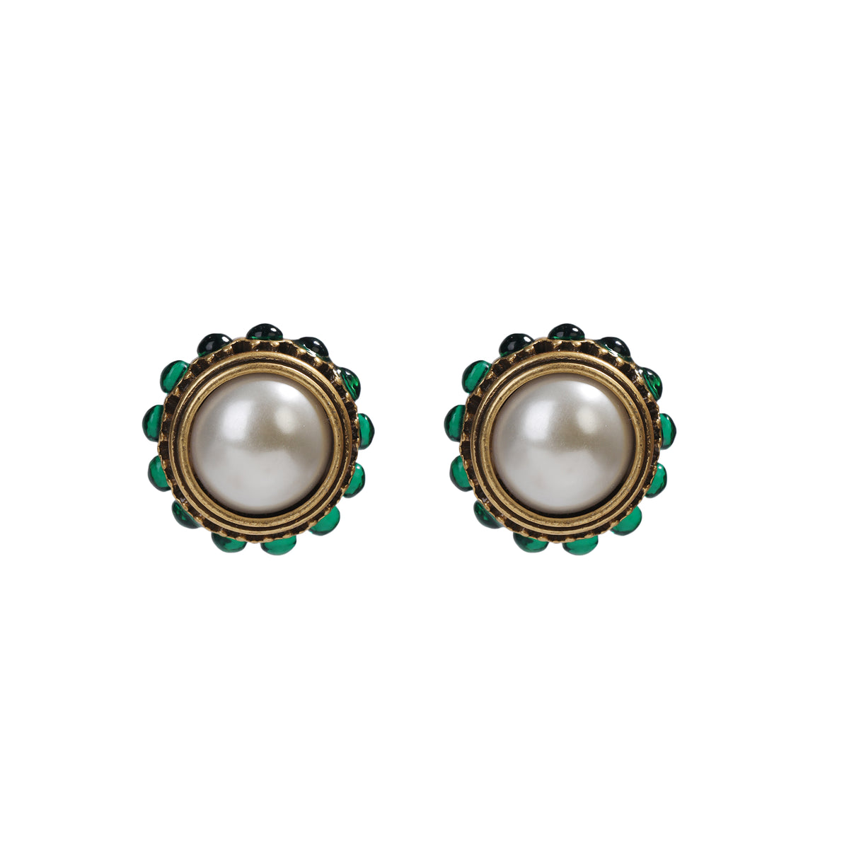 Siete Wonder - Green Pearl-Style Clip-On Earrings