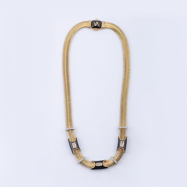 Siete Wonder - Golden Enamel Statement Necklace