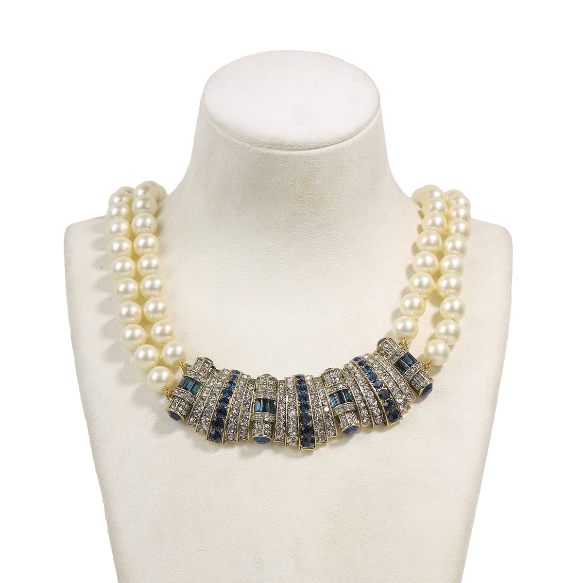 Siete Wonder - Pearl-Style Crystal Bib Necklace