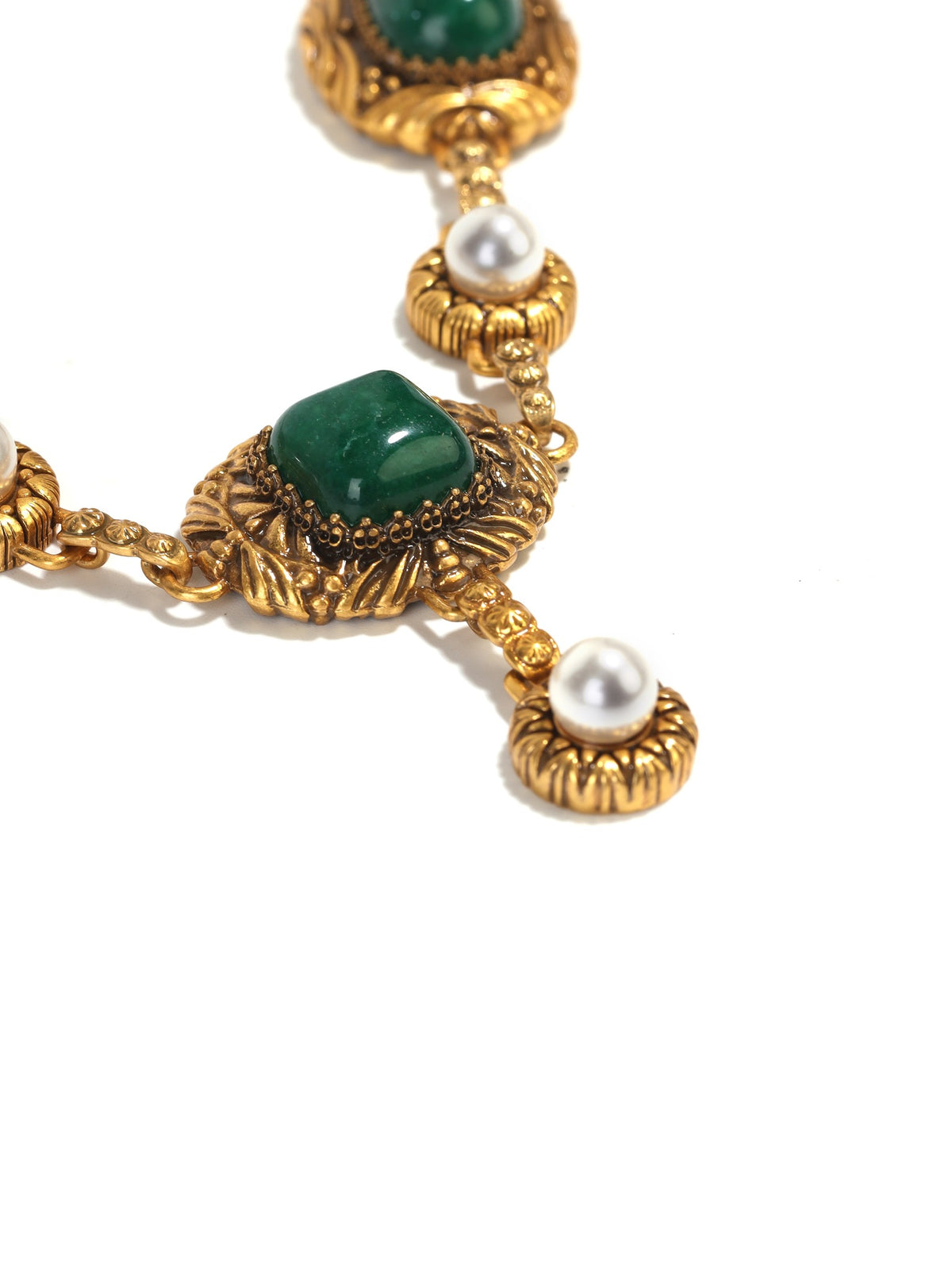 Siete wonder green crystal and pearl necklace