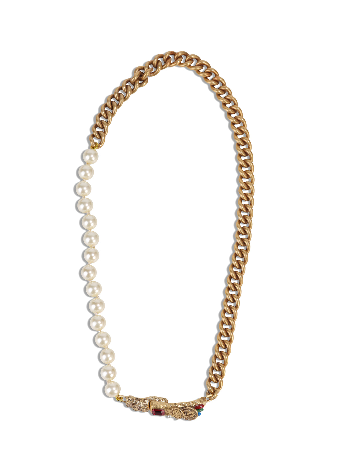 Siete Wonder - Pearl-Style and Chain Necklace