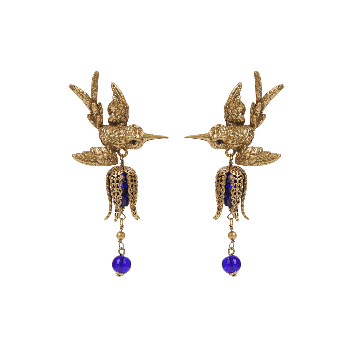 Siete Wonder - Swallow and Blue Crystal Drop Earrings