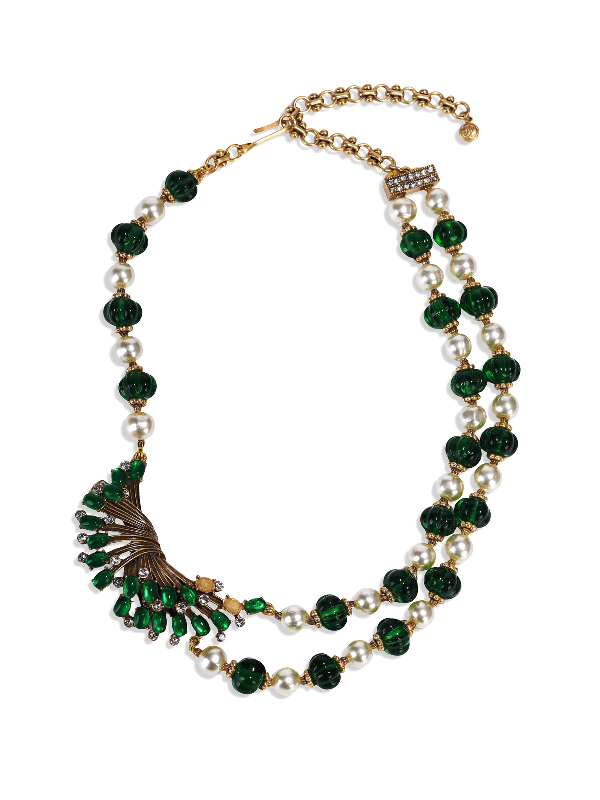 Siete Wonder - Green Bead and Pearl Necklace