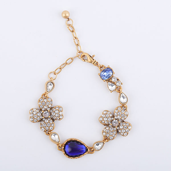 Siete Wonder - Blue Crystal Floral Bracelet