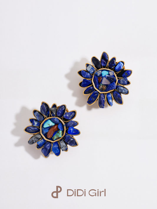 Siete Wonder - Blue Floral Statement Earrings