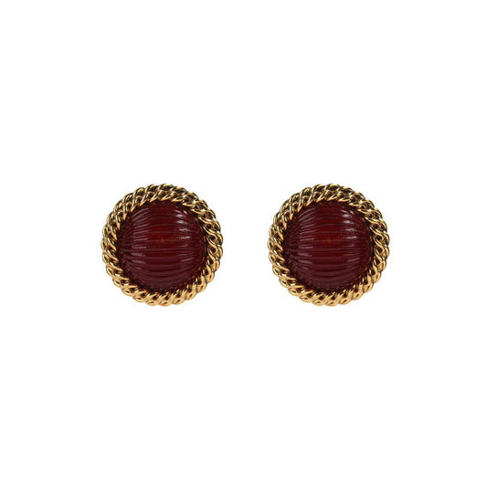 Siete Wonder - Red Glass Round Stud Earrings