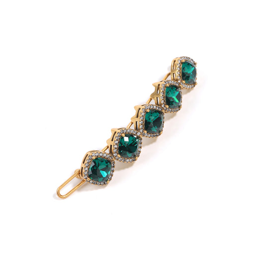 Siete Wonder - Emerald Green Crystal Hair Clip ZA163