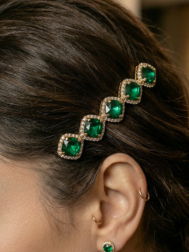 Siete Wonder - Emerald Green Crystal Hair Clip ZA163