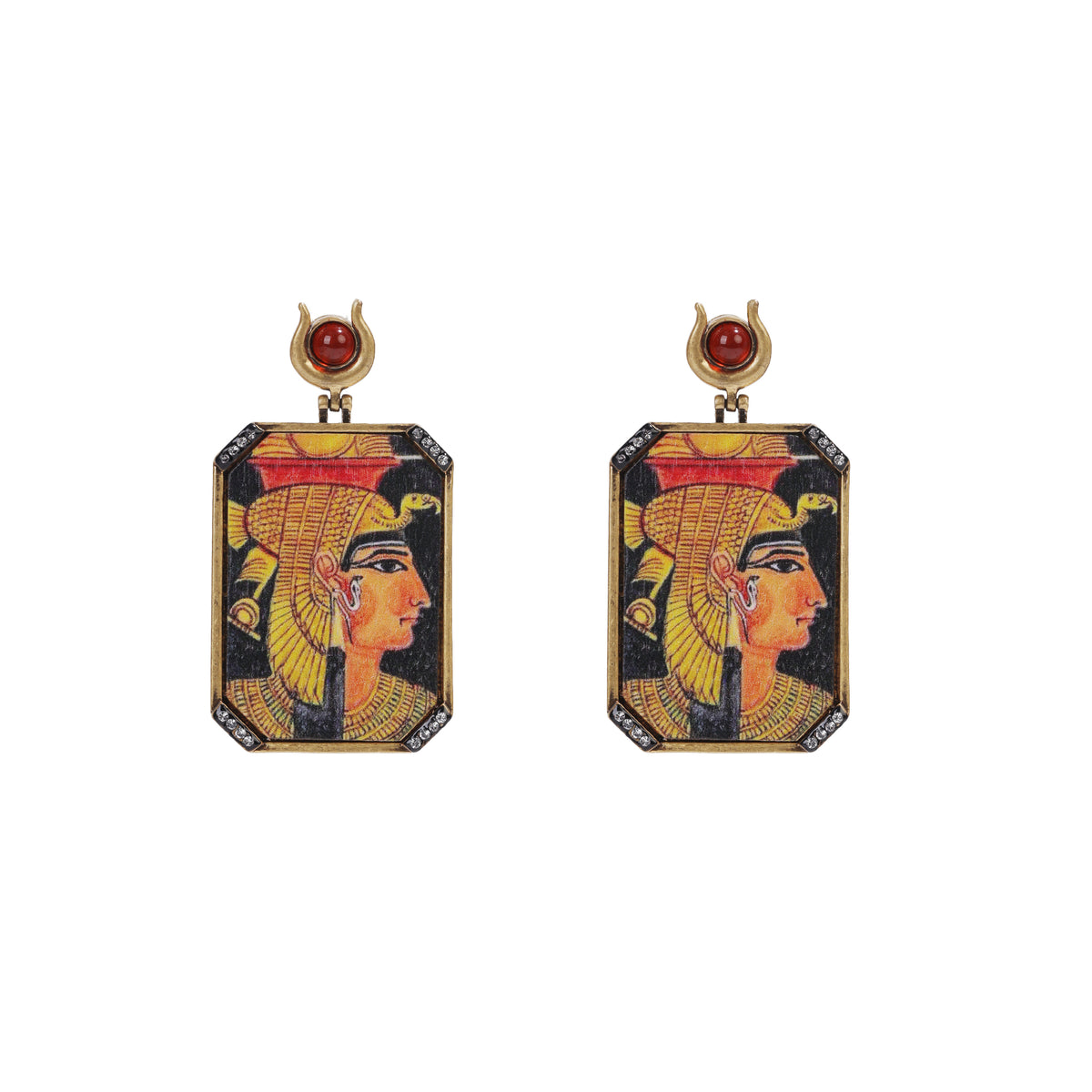 Siete Wonder - Printed Floral Rectangle Earrings