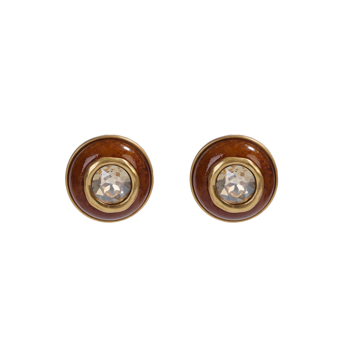 Siete Wonder - Amber-Tone Round Stud Earrings