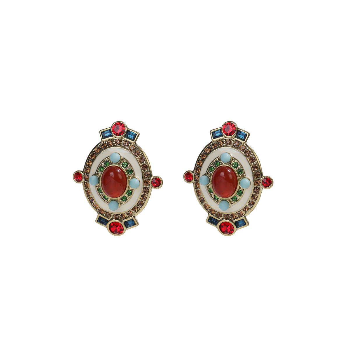 Siete Wonder - Multicolor Oval Drop Earrings