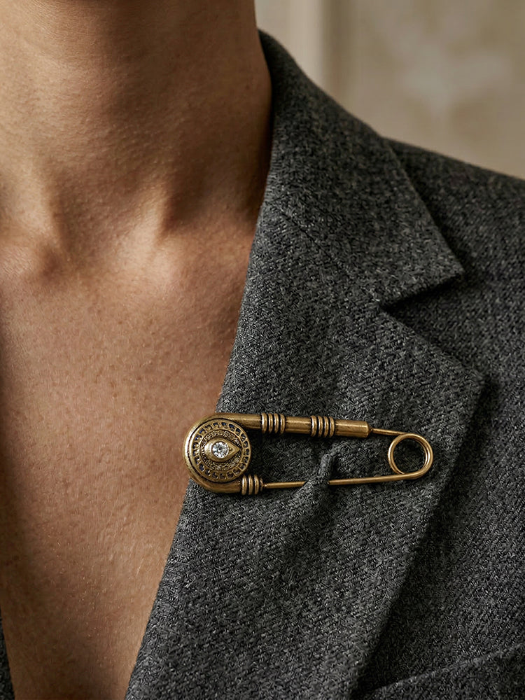 Siete Wonder - Vintage Eye Safety Pin Brooch