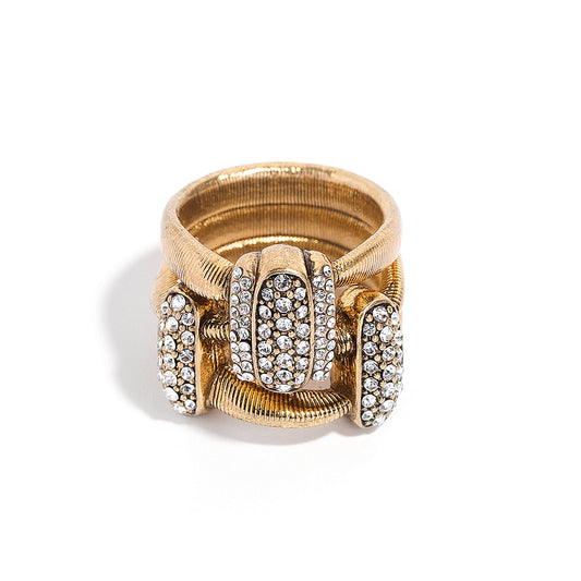 Siete Wonder - Two-Tone Crystal Band Ring