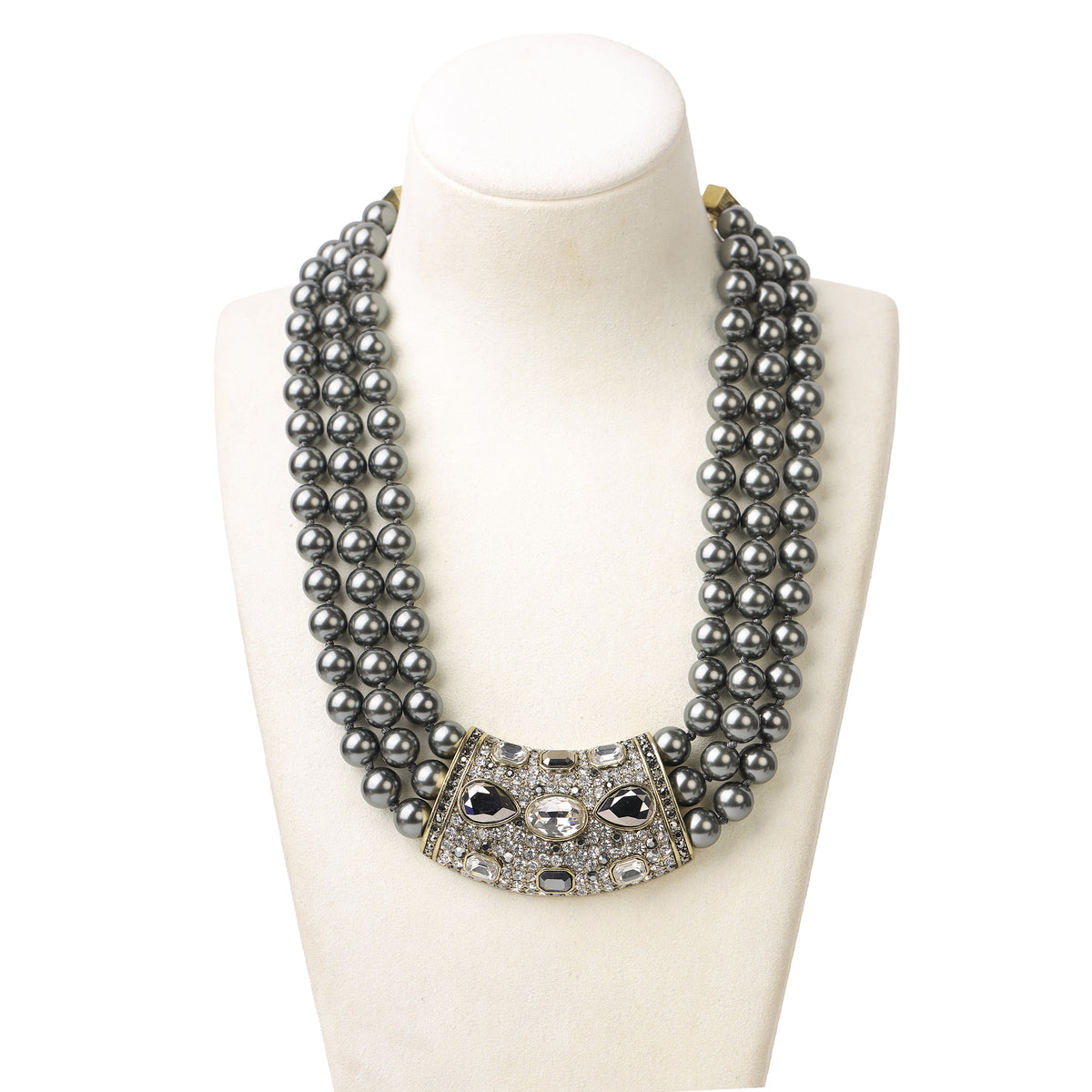 Siete Wonder - Black Beaded Crystal Bib Necklace