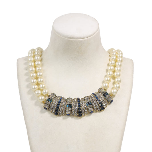 Siete Wonder - Pearl-Style Crystal Bib Necklace