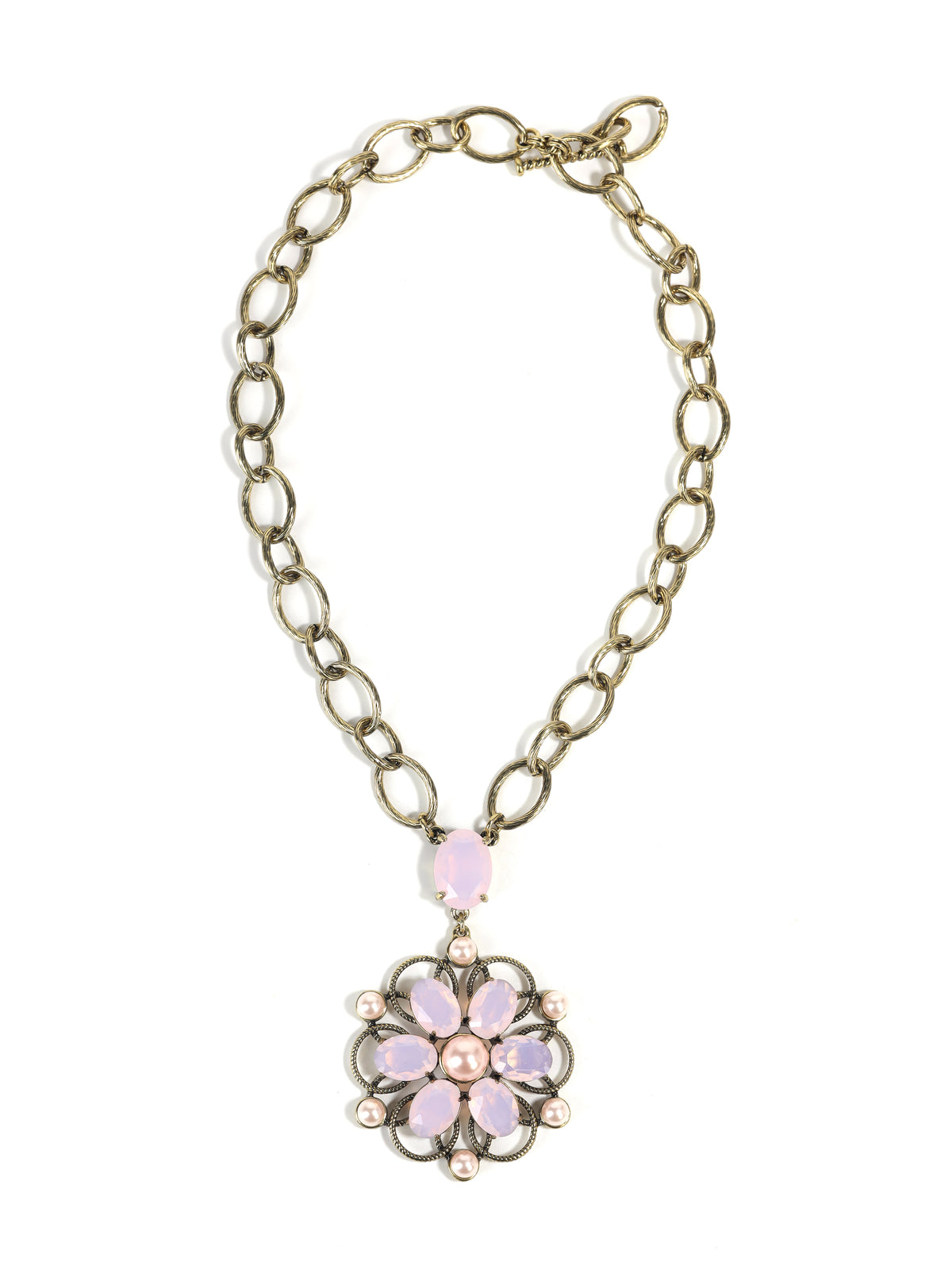 Siete Wonder - Pink Crystal Pendant Chain Necklace
