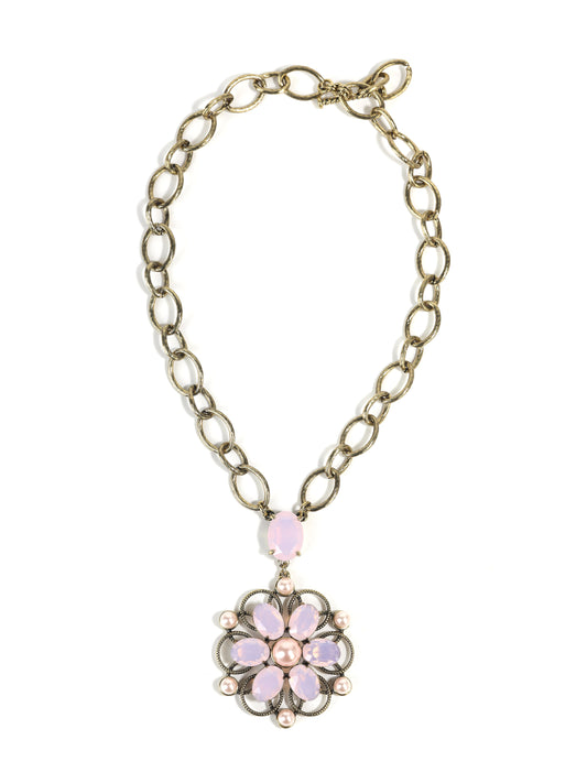Siete Wonder - Pink Crystal Pendant Chain Necklace