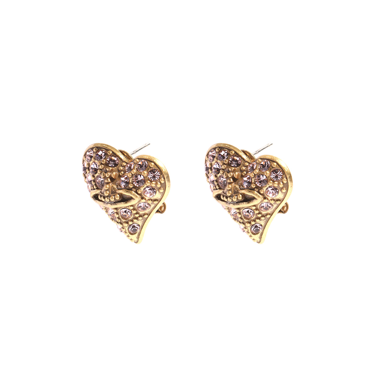Siete Wonder - Gilded Leaf Crystal Stud Earrings