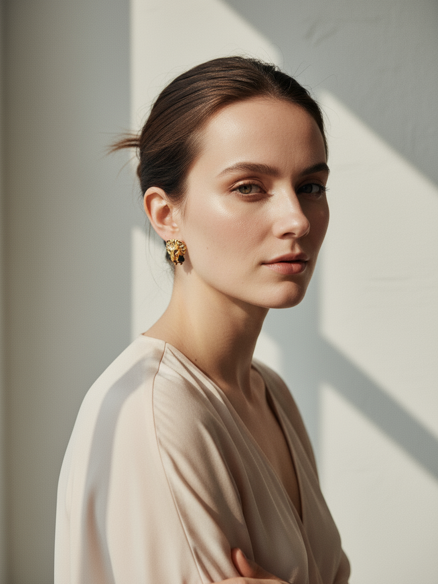 Siete wonder black lion earrings