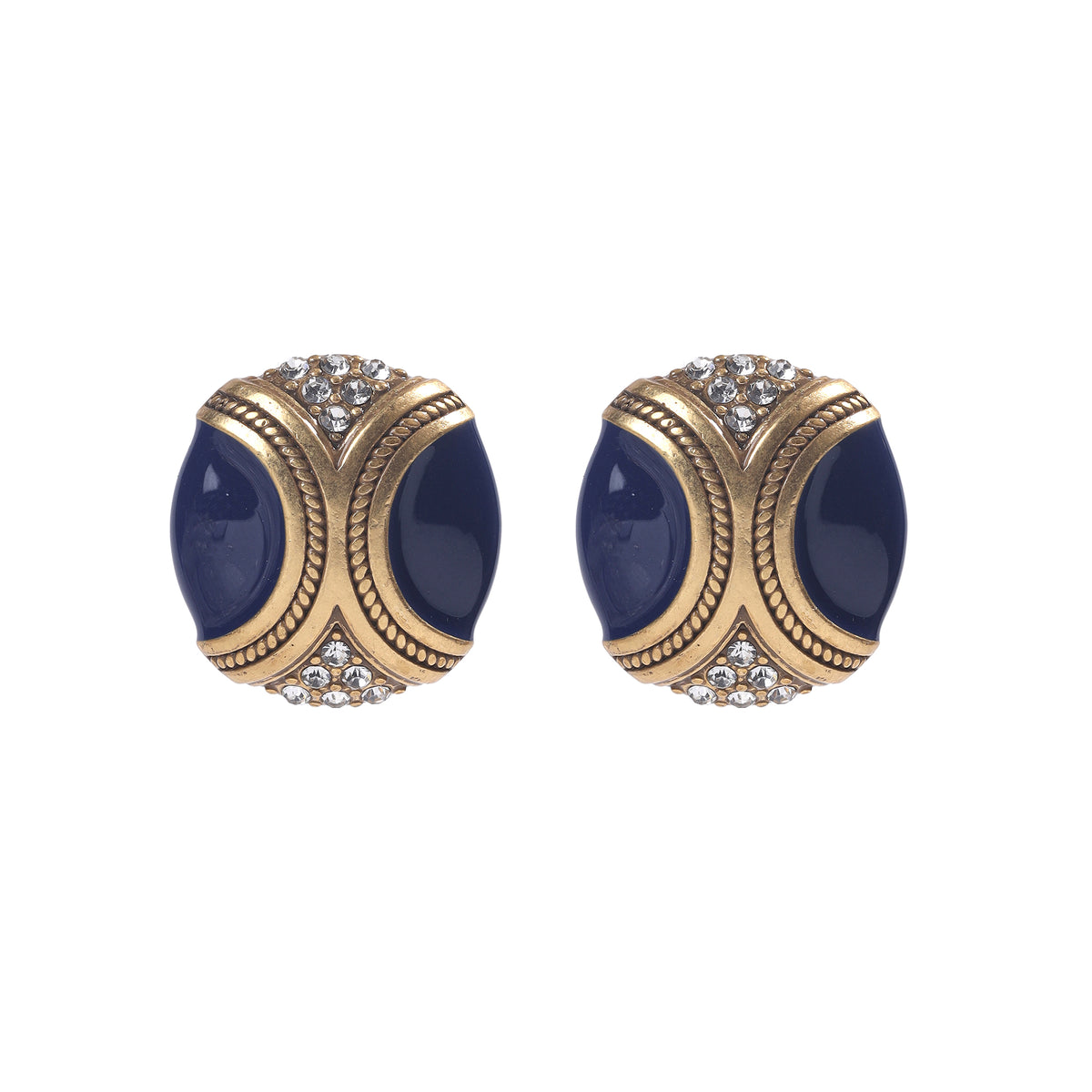 Siete Wonder - Blue Enamel Oval Stud Earrings