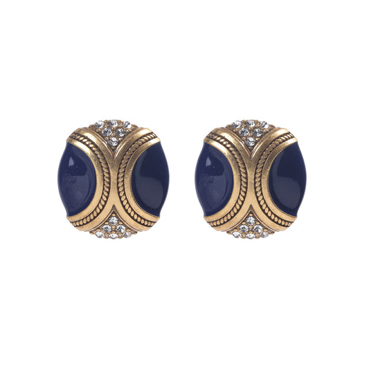 Siete Wonder - Blue Enamel Oval Stud Earrings