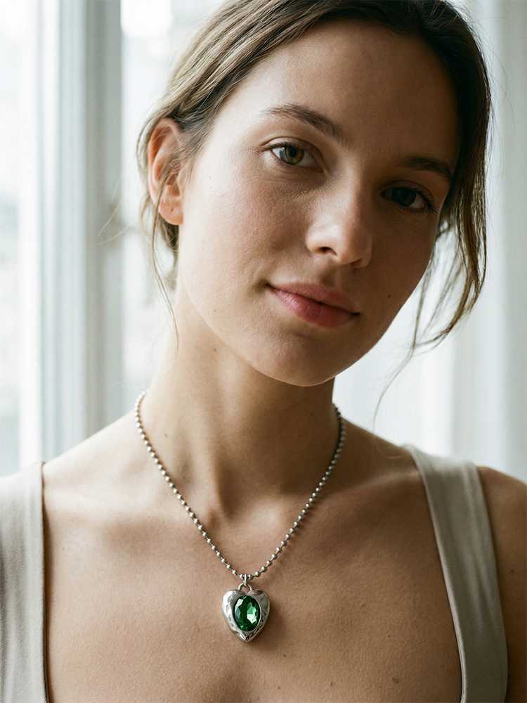 Siete Wonder - Green Crystal Necklace ZA008