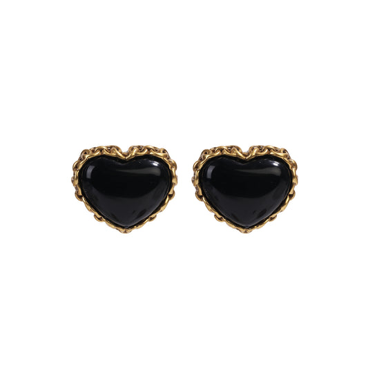 Siete Wonder - Black Heart Stud Earrings
