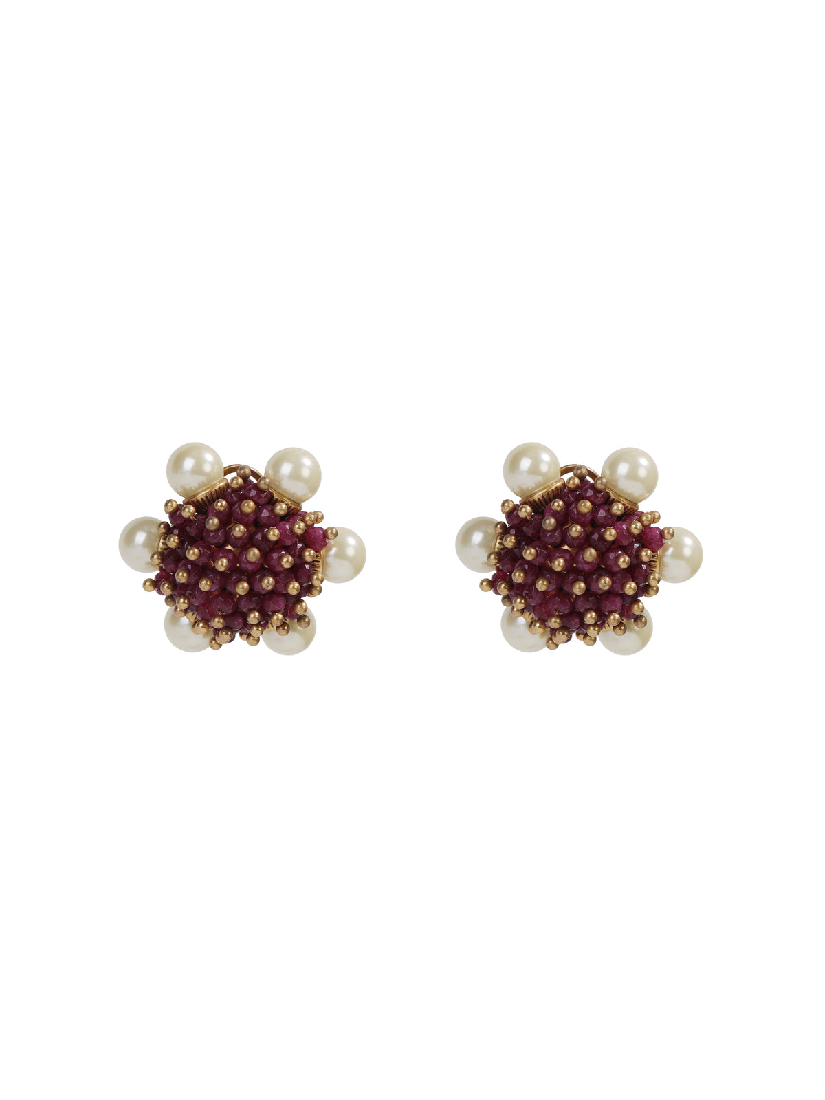 Siete Wonder - Red Crystal Cluster Stud Earrings