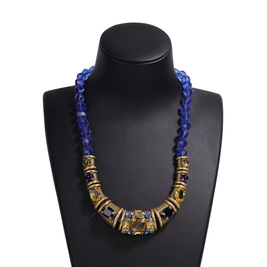 Siete Wonder - Midnight Blue Beaded Statement Necklace