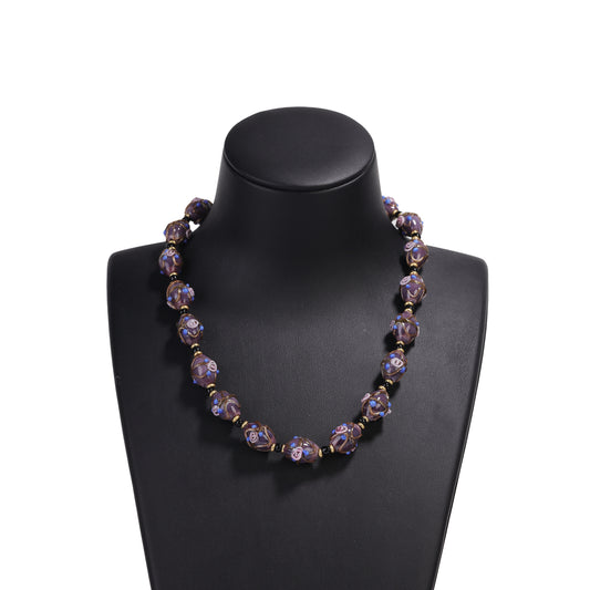 Siete Wonder - Purple Beaded Glass Necklace