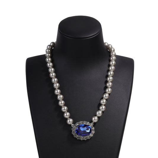 Siete Wonder - Blue Crystal Pearl-Style Necklace