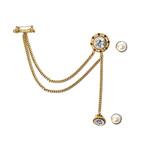 Siete Wonder - Vintage Medallion Chain Brooch
