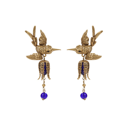 Siete Wonder - Swallow and Blue Crystal Drop Earrings