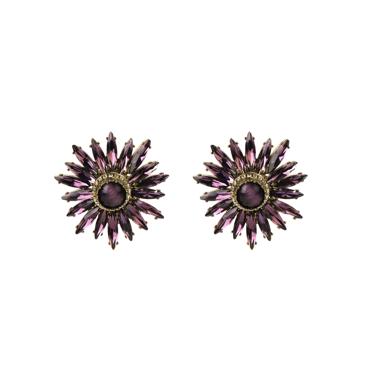 Siete Wonder - Purple Sunburst Statement Earrings