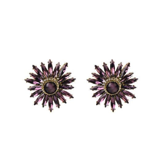 Siete Wonder - Purple Sunburst Statement Earrings
