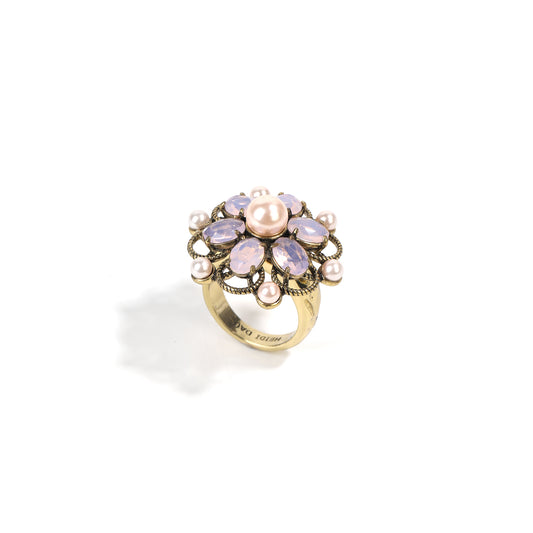 Siete Wonder - Pink Floral Crystal Ring