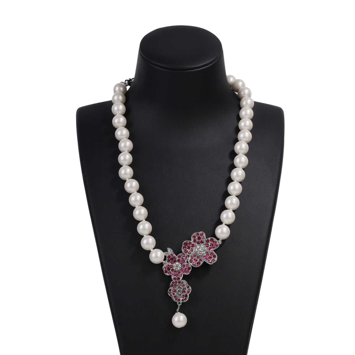 Siete Wonder - Pearl-Style Pink Floral Necklace
