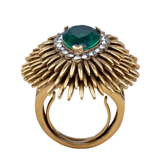 Siete Wonder - Emerald Sunburst Statement Ring